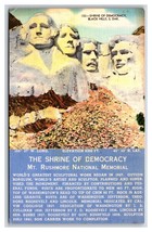 Mount Rushmore Shrine Di Democracy Black Hills SD Unp Lino Cartolina Y11 - £2.37 GBP