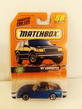 Matchbox 1998 58 / 75 &#39;97 Corvette Blue Super Cars Series Mint On Card - £14.09 GBP