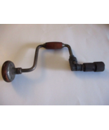  ANTIQUE VINTAGE BIT BRACE W/ UNIQUE ORNATE WOOD HANDLES AUGER HAND DRILL  - $12.82