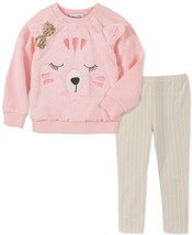 Kids Headquarters Infant Girl Faux Fur Bear Sweatshirt And Leggings Set 18 Mnths - £16.33 GBP