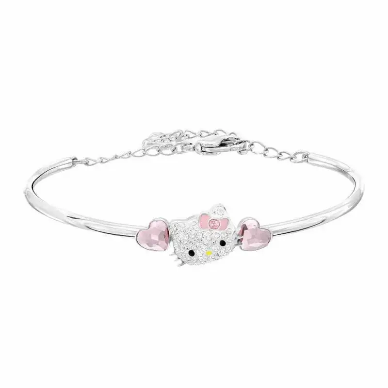 Austrian Rhinestone Women&#39;s Bracelet Kawaii Hello Kitty Sanrio Anime Pink Love - £10.18 GBP