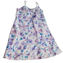 Warners Sleepwear Womens L Floral Satin Slip Nightgown Chemise Nightie V... - $24.75