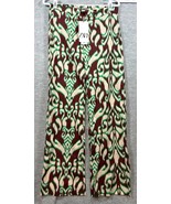 Zara Women&#39;s XS Ikat Print Pants Green Brown  Cotton Casual Comfort - $20.80