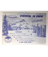 Survival In Snow Fold Out Information Sheet 1965 Department of Agriculture - $20.00