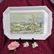 Vintage Waverly Serving TV Tray 20&quot;x13&quot; Melamine New England Winter Scene Print - £15.25 GBP