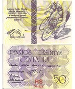 Lithuania PNL, 50 Centauru , 1991, regional Olympics -  cyclists UNC - $84.04 MXN