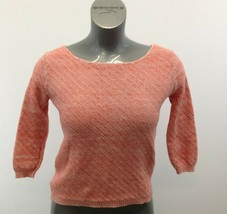Nafnaf Women&#39;s Medium Pink - Back Zipper 3/4 Sleeve Cropped Pullover Sweater - £9.25 GBP