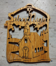 Laser Cut Wood Silent Night Church Christmas Ornament Winter Snow Stars Forest - £3.27 GBP