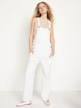 Old Navy Baggy Wide-Leg Jean Overalls Womens 4 White 100% Cotton NEW - £31.08 GBP