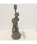 Pot Metal FIGURE Newell Post Figural Boy Art Sculpture Table Top Lamp 16&quot; - $62.88