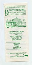 The Teague Mill Creekside Restaurants Menu E Parkway Gatlinburg Tennessee 1990&#39;s - £14.22 GBP