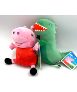 Set of 2 Peppa Pig Plush Toys 8 inch Dinosaur and Peppa Pig New with Tag - $19.59
