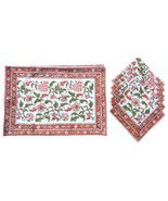 100% Cotton Table Mats and Napkins Set of Hand Block Indian Style Theme ... - $47.27 CAD