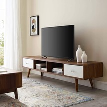 Modway Transmit 70&quot; Wood Tv Stand With Media Console, Walnut White, 70 Inch. - £176.22 GBP