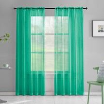Christmas Green Sheer Curtains 84 Inches Long For The Bedroom, Soft Textured Rod - £27.46 GBP