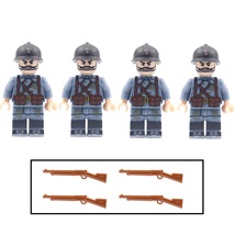 4pcs WW1 French Army Soldiers Minifigures Set Weapons and Accessories - £11.91 GBP