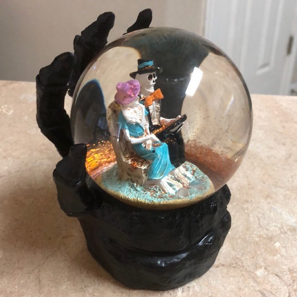 Skeleton Light Up Glitter Snow Globe Spooky Decoration  - $34.99