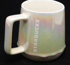 Starbucks 2019 White Iridescent Rainbow Drip Ceramic Coffee Mug Cup 12 oz New - £26.09 GBP