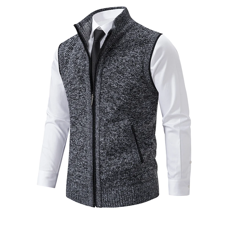 Autumn Winter Knit Vests Men Stand Collar Solid Color Knitted Sleeveless... - $751.92 MXN