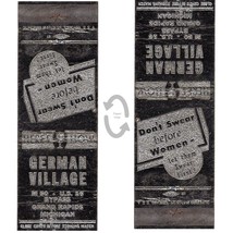 Vintage Matchbook Cover German Village Grand Rapids MI Dont swear B4 Women 1940s - £6.95 GBP
