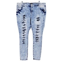 Twenyone Black Womens Jeans Sz 18 Mid-Rise Jeggings Flex Distressed Ripp... - $15.91