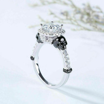Skull Engagement Ring 2.45Ct Cushion Simulated Diamond White Gold Plated Size 6 - £115.09 GBP