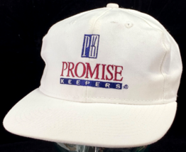 Vtg PROMISE KEEPERS Hat-White-Leather Strapback-Ball Cap - $18.00