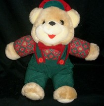 13&quot; Vintage 1996 Mty Intl Christmas Brown Teddy Bear Stuffed Animal Plush Toy - £26.16 GBP