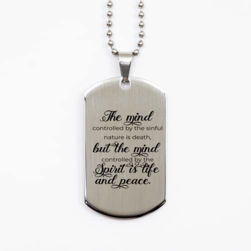 Motivational Christian Silver Dog Tag, The Mind Controlled by The Sinful... - $19.55