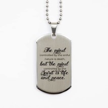 Motivational Christian Silver Dog Tag, The Mind Controlled by The Sinful... - $19.55