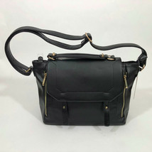 JustFab Black Shoulder Saddle Bag Faux Leather Purse - $27.69