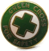 Green Cross For Safety Tie Tack Necktie Lapel Pin Vintage - £23.26 GBP