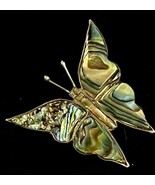 Vintage Mexico Sterling Silver 925 Abalone Inlay Butterfly Pin Brooch Si... - £22.25 GBP