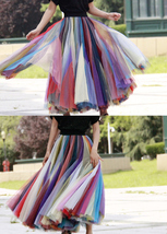 Rainbow Pleated Tulle Skirt Custom Plus Size Princess Tulle Skirt Fairy Tale image 3