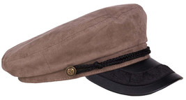 Greek Fisherman Cap Hat Taupe With Rope Hat Band One Size Yachting Sailing Lace - £17.40 GBP