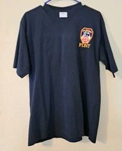  Fire Department New York FDNY Embroidered T-Shirt Large Blue All Sport - $12.11