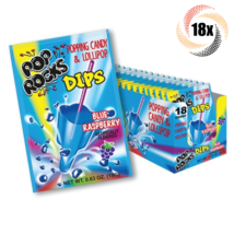 Full Box 18x Packs Pop Rocks Dips Blue Raspberry Popping Candy Lollipop | .63oz - £20.01 GBP
