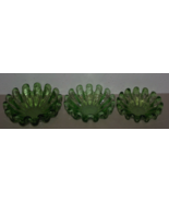 Vintage 3pc 6.5" ruffled green glass nesting dishes nut candy bowls set ~F - $15.00