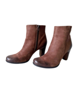 Ecco Jaffna Sepia Brown Leather Heeled Ankle Boots Side Zip - Women&#39;s 38... - £60.63 GBP