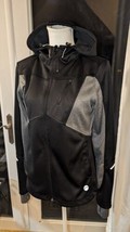 Mondetta Active Jacket Lightweight Hooded M Black/Gray Full Zip Thumb Holes - £15.78 GBP