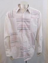 Phat Farm Pink Gray Striped Patch Long Sleeve Button Down Men&#39;s Shirt Size XL - £10.82 GBP