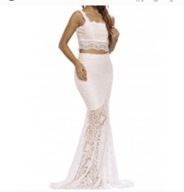 Cream crop top maxi skirt set boho wedding small - $274.31 MXN
