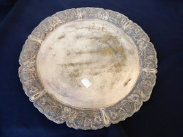 Vintage Silver Plate Round Platter Tray detailed Grape Pattern edge 15&quot; - $64.35