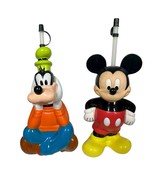 Vintage Disney Molded Figural Cups w/ Straws Mickey Mouse Goofy Lot of 2 - $31.96 CAD