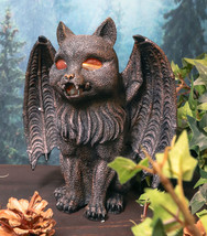 Ebros Winged Cat Gargoyle With Vampire Fangs Glowing Eyes Candle Holder Statue - £31.16 GBP