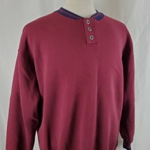 Vintage Russell Athletic Sweatshirt XL Three Button Henley Maroon Cotton... - $31.99
