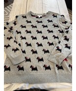 Charter Club Sweater Scottie Dog Print Pullover L Gray Cozy Whimsical Knit - $20.00
