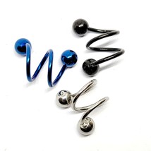 Twisted Body Bar 16g Double Spiral Coil Steel Bar Ball Ohrring Piercing ... - £5.65 GBP