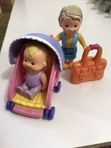 Fisher Price My First doll House Family figure Grandma Baby Stroller Dia... - £27.26 GBP