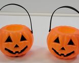 VV) Pair of Mini Flashing Light Halloween Pumpkin Trick Treat Bucket Dec... - $9.89